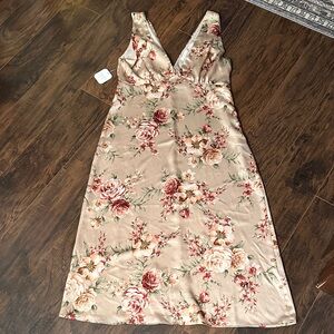 Altar'd State Floral Beige Midi Dress